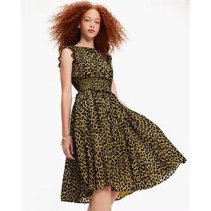 NWOT Kate Spade Modern Leopard Smocked Waist Dress size medium